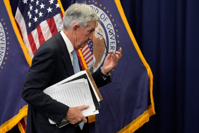 Federal Reserve Board Chair Jerome Powell walks from the podium after speaking at a news conference at the Federal Reserve in March in Washington.