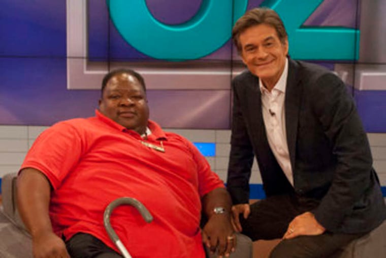 Monty G (left) with Dr. Mehmet Oz: Off to training camp