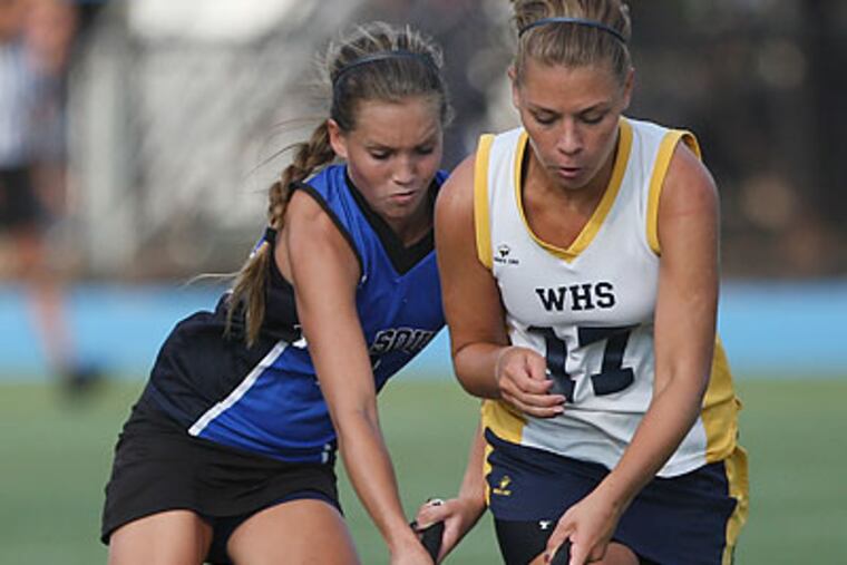 Wissahickon’s Zoe Kale (right) takes the ball from C.B. South’s Kayla Kenney. (Michael Bryant/Staff Photographer)