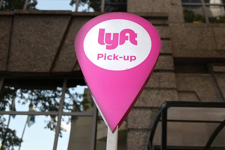 A Lyft pickup location in Center City Philadelphia.