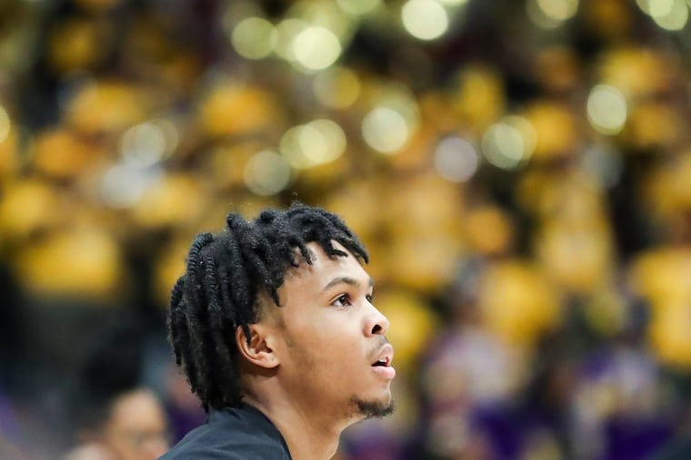 DJ Wagner warms up before a game.