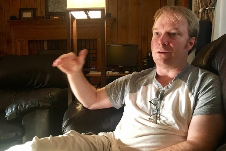 Geoff Ginter, who challenged Republican US Rep. Tom MacArthur at a May 10 town hall in Willingboro, at home in Pine Beach, NJ.