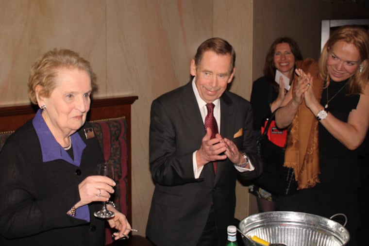 At the U.S. premiere of Vaclav Havel's "Leaving" were former Secretary of State Madeleine Albright (left), Havel, and the playwright's wife, Dagmar Veskrnova.