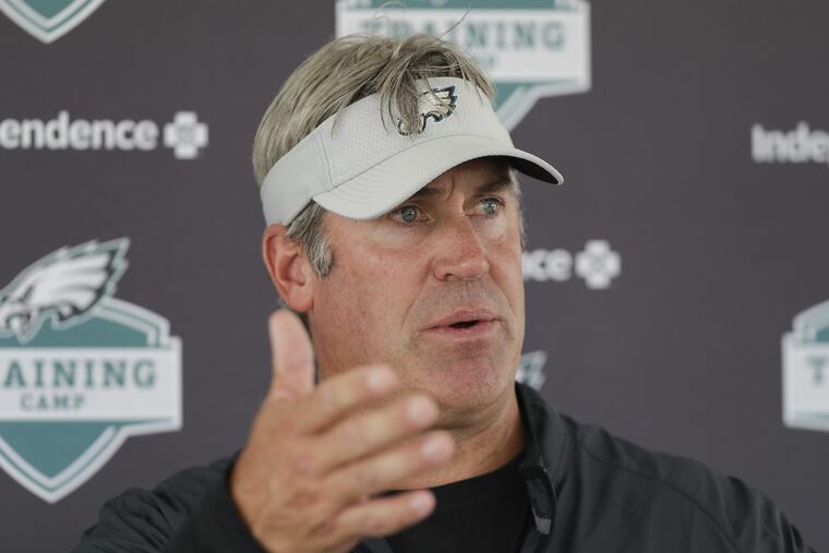 Eagles Head Coach Doug Pederson meets with the media after training camp at the NovaCare Complex in South Philadelphia on Sunday, July 29, 2018. YONG KIM / Staff Photographer