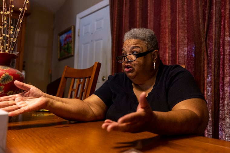 Phyllis West, of Blue Bell, Pa., speaks with Inquirer Reporter Bill Bender, in Philadelphia, Pa., on Friday, Sept., 9, 2023. West had her home foreclosed while back, but never received the excess funds from the sheriff’s sale. She now lives with her sister.