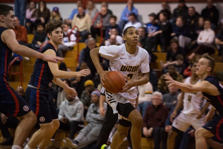 Archbishop Wood's Rahsool Diggins eyes the basket against Holy Ghost Prep in the state playoffs in March.