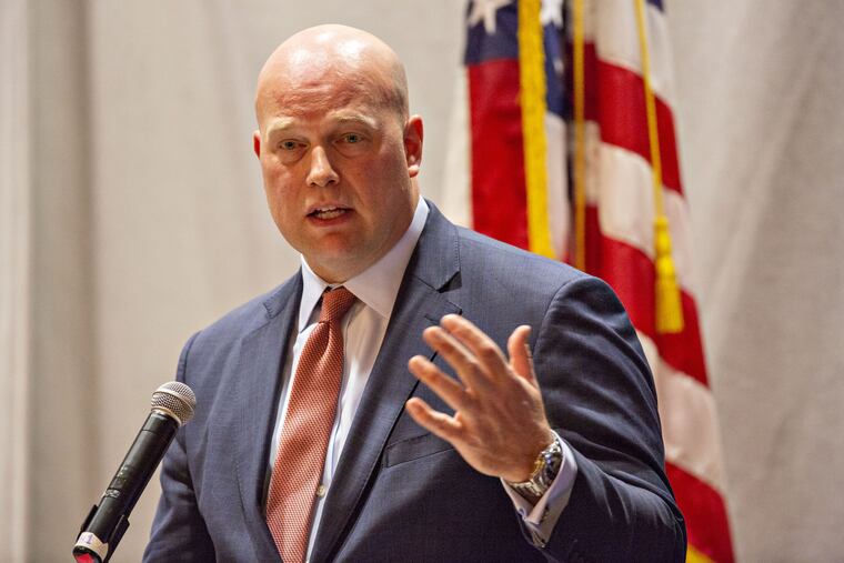 Matthew Whitaker, acting attorney general, speaks in Des Moines, Iowa, on Nov. 14. (Bloomberg photo by Daniel Acker)