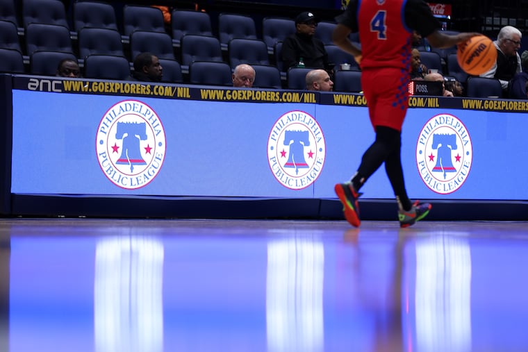 The Public League logo shown on the boards during the semifinal game between Constitution and Imhotep at John E. Glaser Arena on Tuesday.