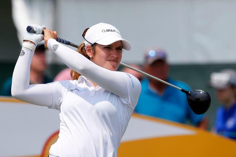 Brittany Benvenuto tees off on the 10th hole during the second round of the ShopRite LPGA Classic golf tournament last June.