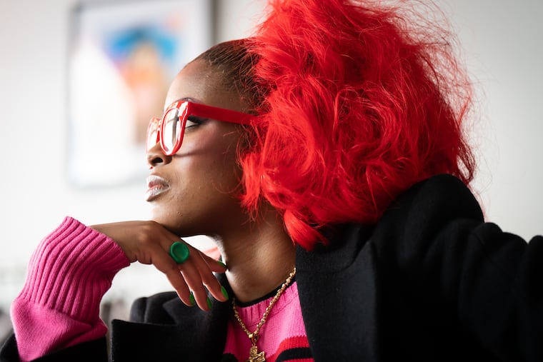 Tierra Whack, the Philly rapper and singer whose new album, 'World Wide Whack' is a collaboration with Philly visual artist Alex Da Corte, at Yowie Hotel in Philadelphia, Monday, March 11, 2024.