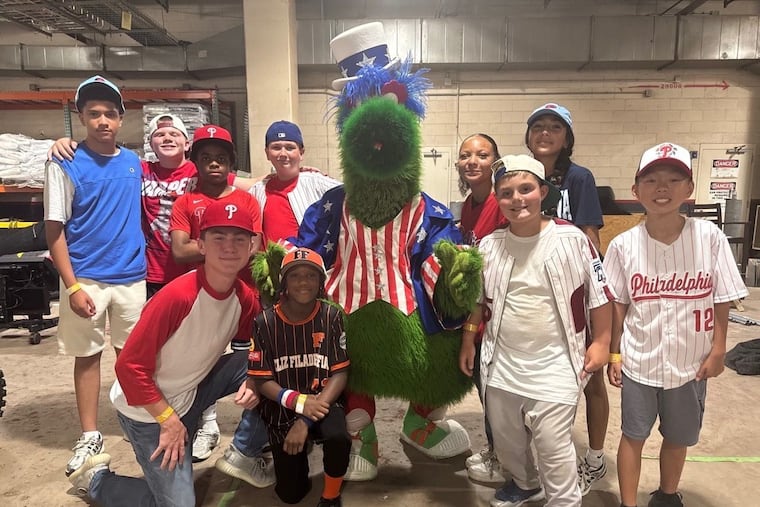 A look at the kids who took part in the All-Star Game's tribute to The Sandlot with the Phillie Phanatic. All of the kids were selected from local baseball and softball teams affiliated with the Phillies organization.