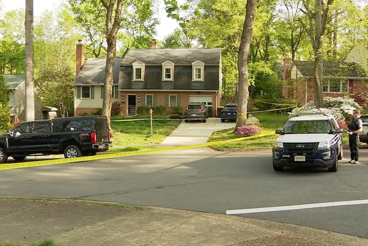 Police investigte the scene of an apparent domestic-related shooting early Thursday, April 16, 2026 in Annandale, Va.