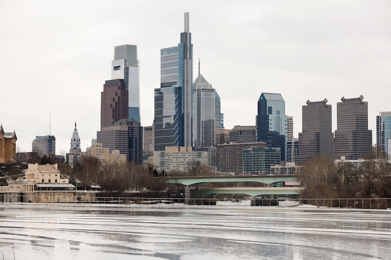 The ice covering the Schuylkill River is melting on Wednesday, Feb. 11, 2026 in Philadelphia, Pa. The high on Wednesday was 46 degrees.