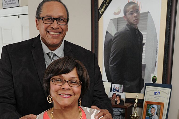 Joel and Cheryl Seay honor their son Jarell, killed on Easter 2011, through a foundation that works to strengthen families. CLEM MURRAY / Staff Photographer