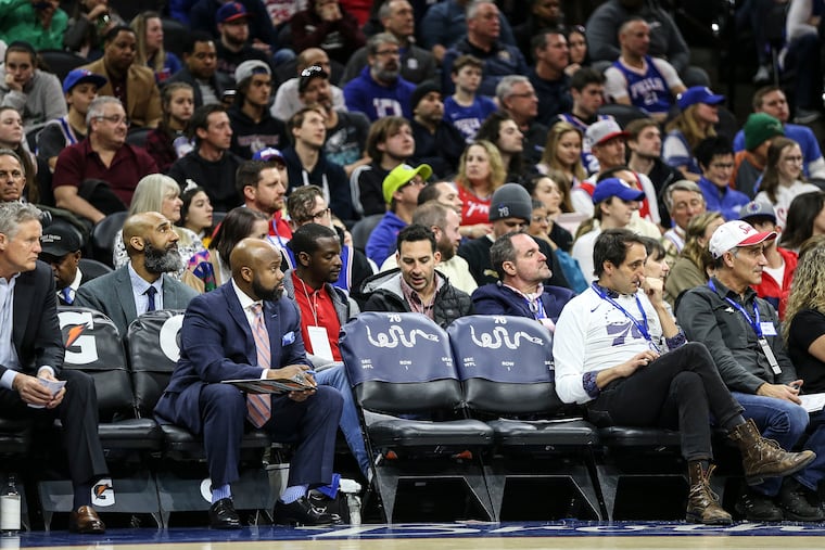 Sixers owner Josh Harris' seats were empty during the game with the Pistons at the Wells Fargo Center.