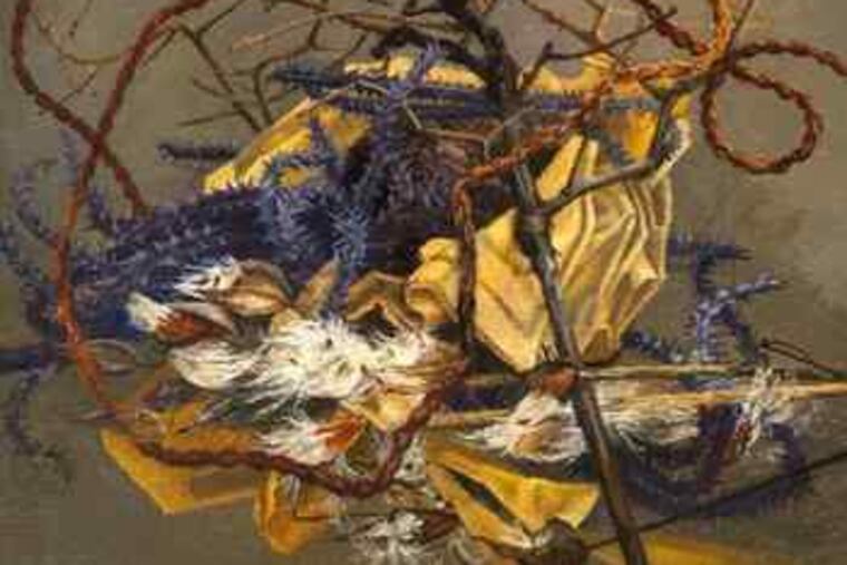 "Debris," an oil-on-canvas painting, is part of the Joan Wadleigh Curran exhibition at Seraphin Gallery.