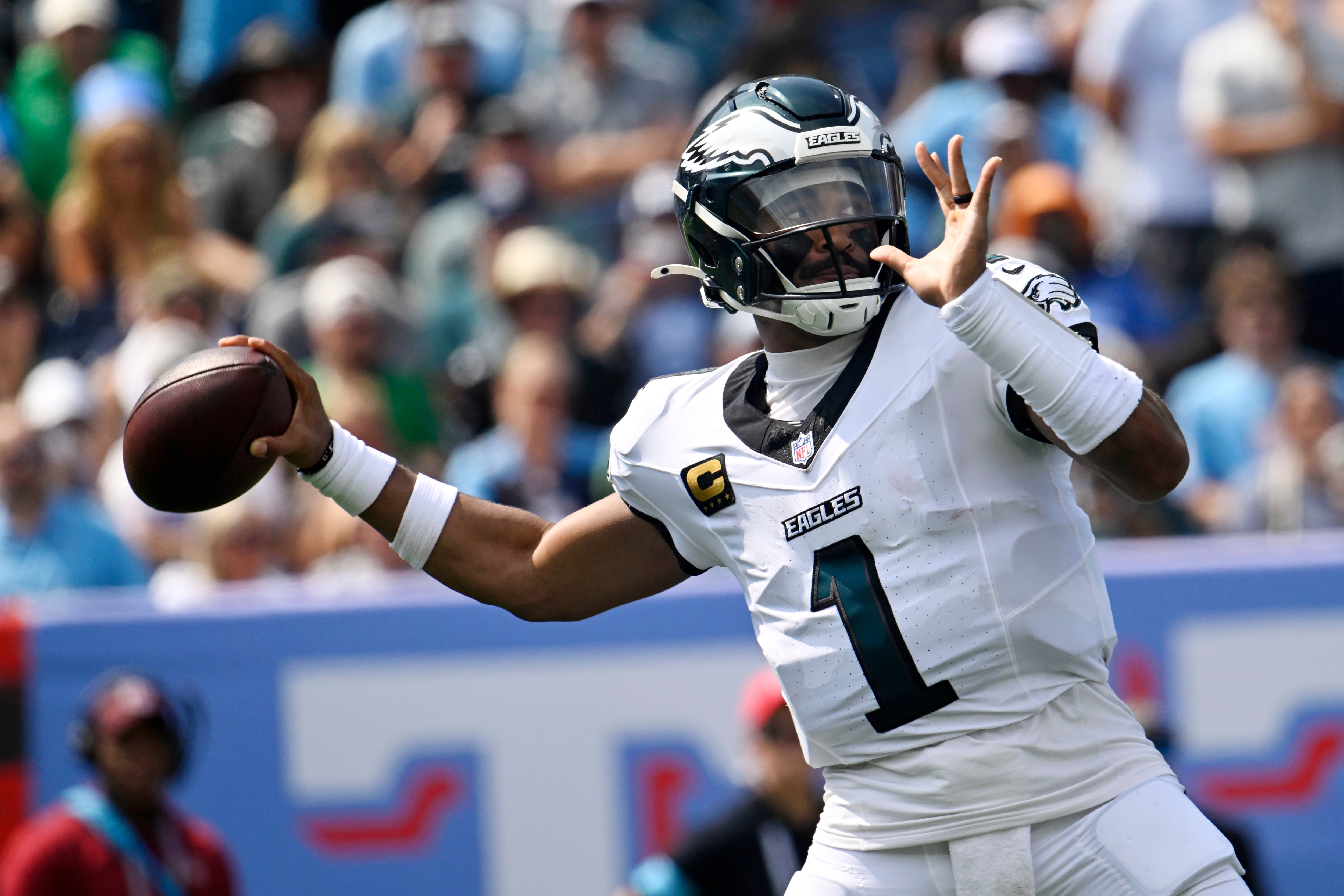 Jalen Hurts hits Darius Cooper for TD with 9 seconds left to lift the Eagles past the Titans 24-20