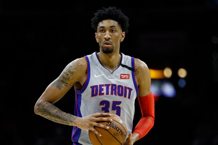 Detroit Pistons' Christian Wood in action against the 76ers on Wednesday, March 11, 2020.