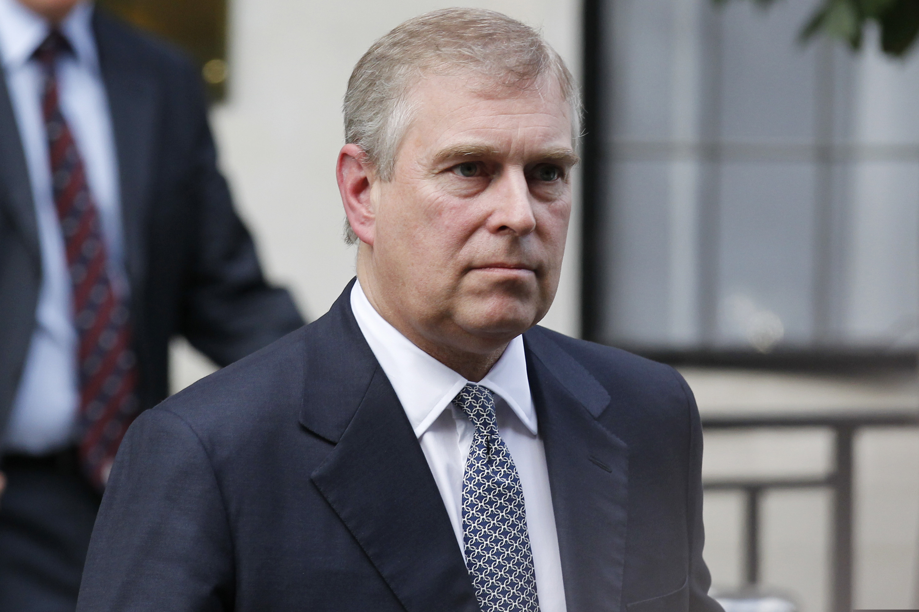 FILE- In this June 6, 2012 file photo, Britain's Prince Andrew leaves King Edward VII hospital in London after visiting his father Prince Philip. Prince Andrew says in a BBC interview scheduled to be broadcast Saturday, Nov. 16, 2019, that he doesn’t remember a woman who has accused him of sexually exploiting her in encounters arranged by Jeffrey Epstein. Andrew has made similar denials for years but has come under new pressure following Epstein’s arrest and suicide last summer.