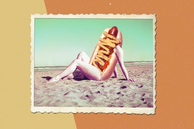 Photo illustration of a vintage hot dog