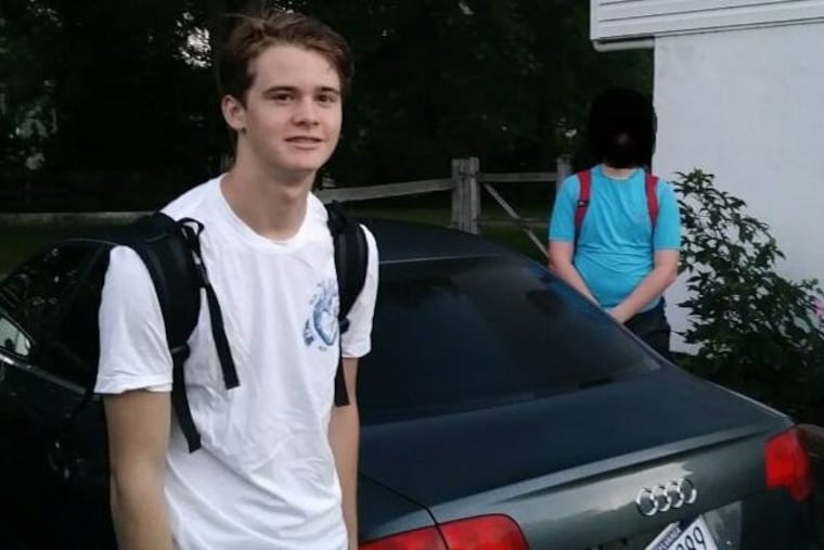 Christopher Craven, 17, crashed his car Sunday night in Warrington and was found in Montgomery Township on Tuesday night.