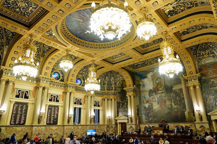 Lawmakers in Harrisburg on the floor of the Pennsylvania House in April. The legislature last week passed a bill allowing Pennsylvanians to carry concealed handguns without a permit. Gov. Tom Wolf is expected to veto it.