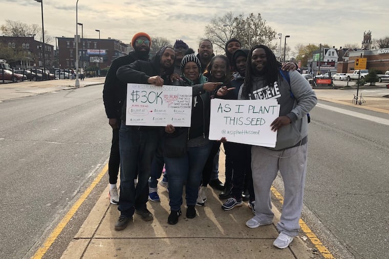 Ryan Harris, founder of As I Plant This Seed mentoring program, vowed to camp out near a North Philadelphia traffic medium until he was able to raise $30,000 for a new center.