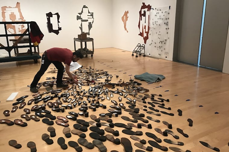 Installing Jean Shin's exhibition at the Philadelphia Museum of Art.