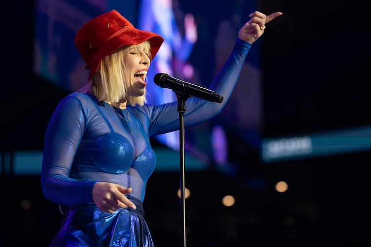 Singer Natasha Bedingfield performs during the Penn State IFC/Panhellenic Dance Marathon, THON 2023, at the Bryce Jordan Center in University Park, Feb. 17, 2023.