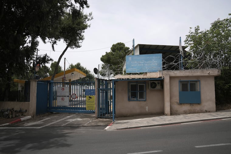 The front gate of the east Jerusalem compound of UNRWA is seen in east Jerusalem.