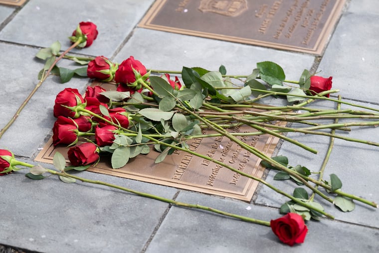 The Philadelphia police union unveiled a memorial plaque for Officer Richard Mendez, who was killed last October when he and his partner interrupted an airport car theft.