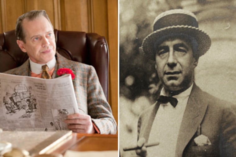 Steve Buscemi (left) plays Nucky Thompson in the HBO series "Boardwalk Empire." Buscemi's character is based on the real-life Nucky Johnson (right).