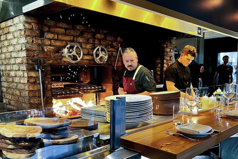 Chef-owner Dominic Piperno (left, with line cook Christopher Ross) behind the line at Hearthside, 801 Haddon Ave., Collingswood.