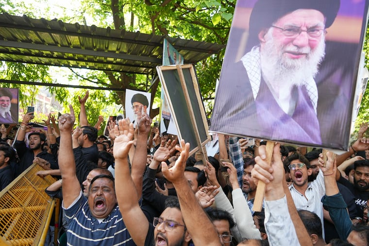 Shiite Muslims protest against the U.S.-Israeli attack on Iran and killing of the Supreme Leader Ayatollah Ali Khamenei in New Delhi, India, Sunday, March 1, 2026.