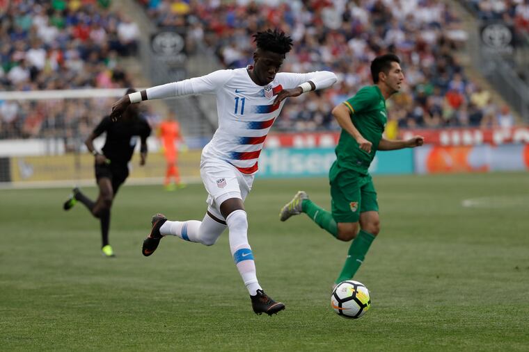 Tim Weah scored his first senior U.S. national team goal at Talen Energy Stadium, in a game against Bolivia in May of 2018.