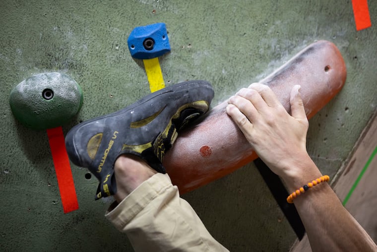 A climber at a Philadelphia gym in this 2024 file photo. A new Movement rock climbing gym is set to open soon near Fishtown.