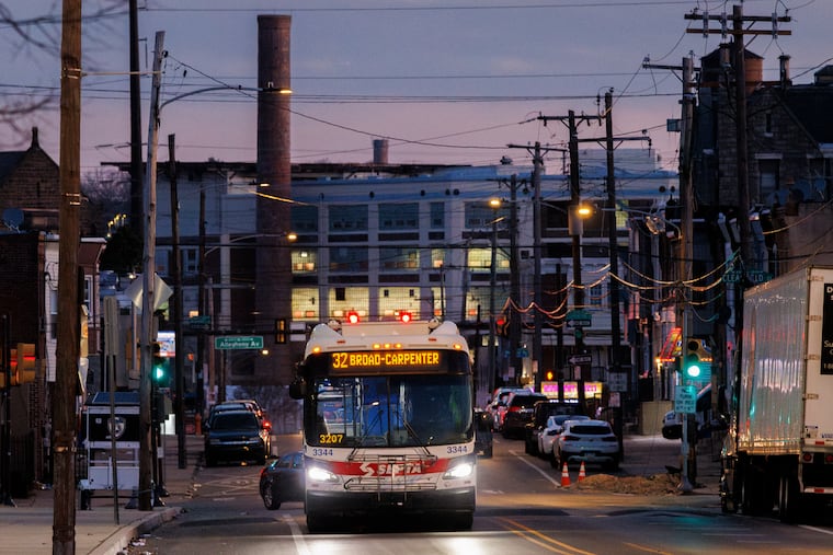 A SEPTA bus travels south on North 29th Street at Clearfield Street during the morning hours earlier this month.
