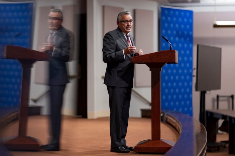 Pa. Department of Aging Secretary Robert Torres at a press conference Aug 17, 2022, in Harrisburg.