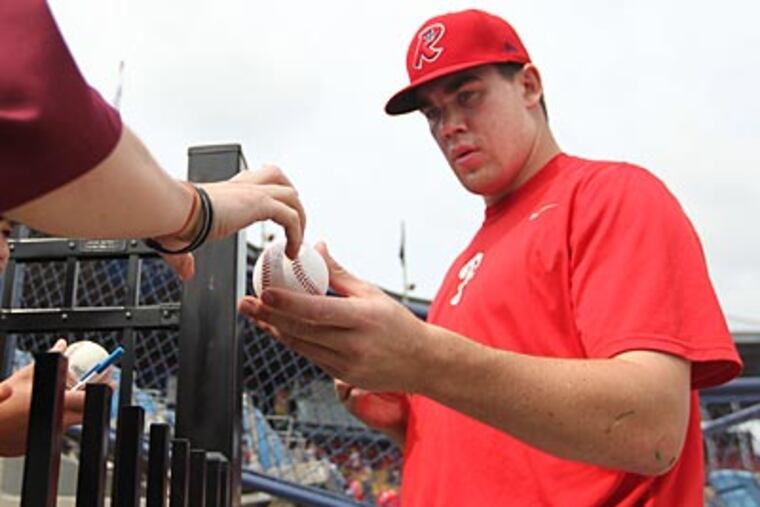 Trevor May will show off his DJ skills after the Reading Phillies' game on Saturday. (Michael Bryant/Staff Photographer)