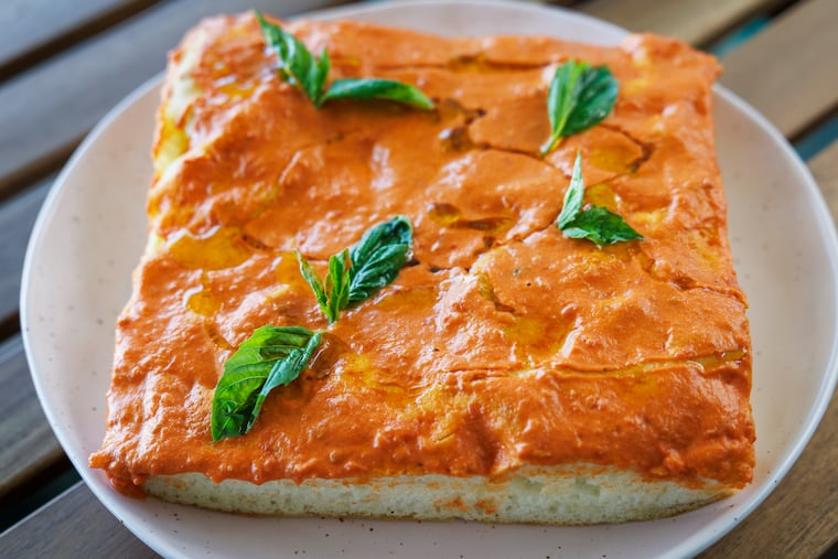 Gluten-free spicy vodka tomato pie at Settantatré Pasta, 802 Lancaster Ave., Berwyn.