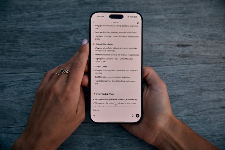 An iPhone displays the app for OpenAI’s ChatGPT. Some voters are using chatbots to help them research candidates.