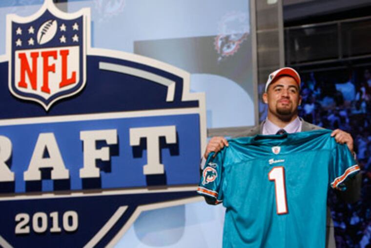 Penn State DT Jared Odrick was selected as the 28th overall pick by the Miami Dolphins in the NFL draft. (AP Photo / Jason DeCrow)