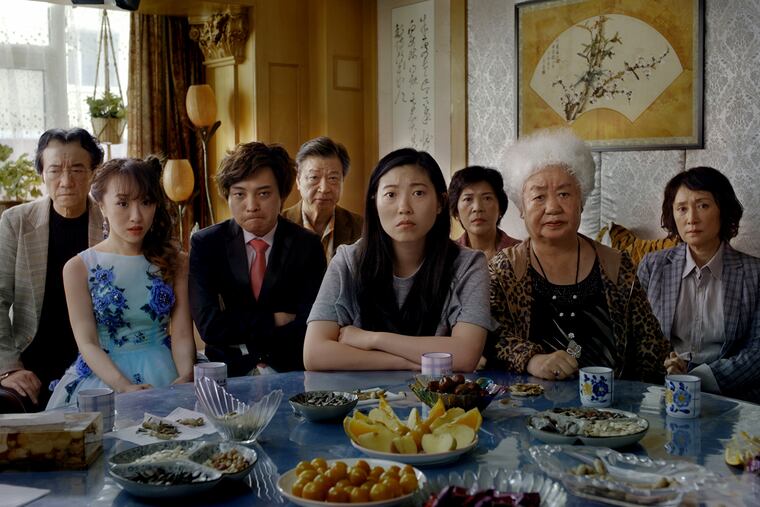 From left, Jiang Yongbo, Aoi Mizuhara, Chen Han, Tzi Ma, Awkwafina, Li Xiang, Lu Hong and Diana Lin in "The Farewell." MUST CREDIT: A24