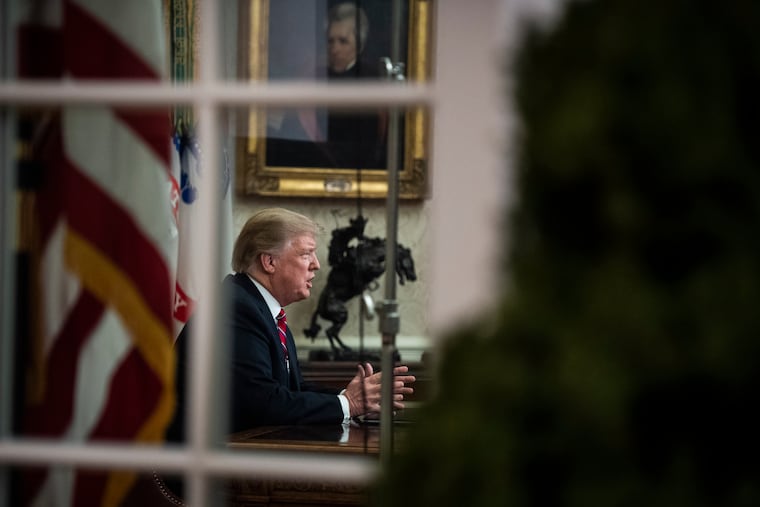 In pressing his case for border wall funding to end the partial government shutdown Tuesday night, President Donald Trump cited not only national security but also health concerns for detained migrants, drug trafficking and gang violence during his first prime-time Oval Office address. MUST CREDIT: Washington Post photo by Jabin Botsford