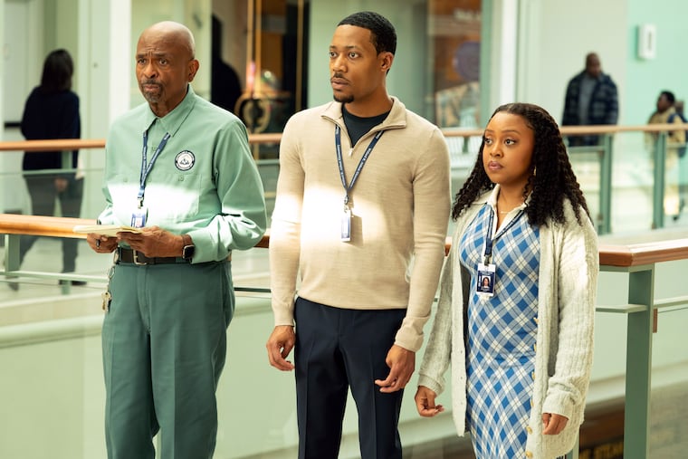 William Stanford Davis (Mr. Johnson), Tyler James Williams (Gregory Eddie), and Quinta Brunson (Janine Teagues) in "Abbott Elementary."