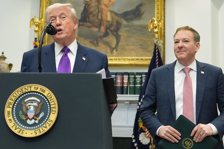 President Donald Trump during a White House event with Environmental Protection Agency director Lee Zeldin announcing that the EPA will no longer regulate greenhouse gases.