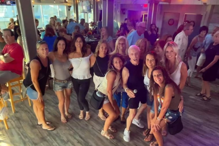 Jerry Blavat, dressed down in shorts and a muscle t-shirt, entertains at the Oar House in Sea Isle CIty during the summer of 2022. Blavat died on Jan. 20, 2023, on one of his regular Wednesday shows. The Oar House is hosting a two-part tribute to Blavat on Jan. 25th and Feb. 1, 2023.