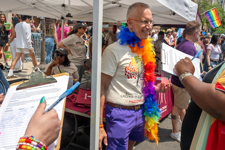 Simon Trowell, while he was interim CEO of Mazzoni Center, was at Philadelphia's Pride March and Festival in June.