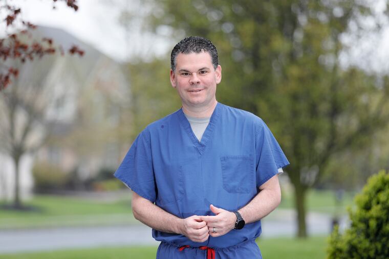 Cardiologist Dr.Scott Shapiro was photographed at his Ambler, Pa. home on April 26, 2020. Shapiro set up a web site that will connect out of work physicians with hospitals that need staff during the coronavirus (COVID19) pandemic