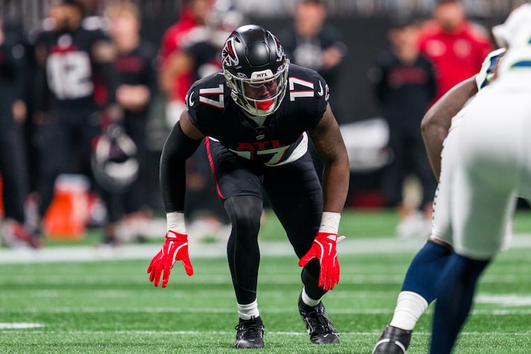 Arnold Ebiketie (17) factors in as an important player off the edge for an Eagles team that faces attrition at the position.